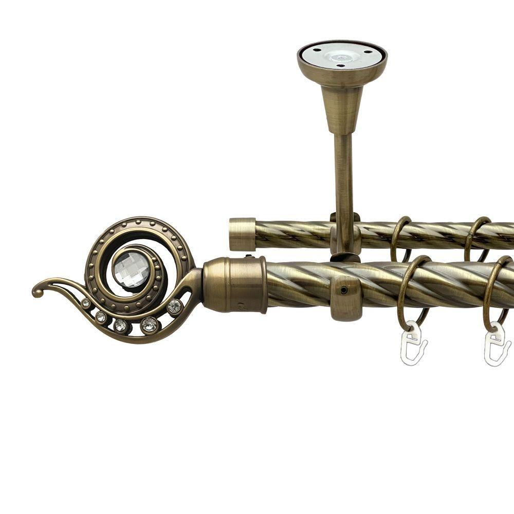 Карниз Orvit Око Дракона металевий дворядний відкритий до стелі скручена труба кільце металеве Антик 25\16 мм 240 см (00-00019008) Львів - фото 1