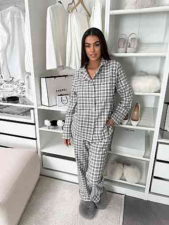 Жіноча домашня повсякденна картата піжама з фланелі. бежевий2, 42/44 Одеса