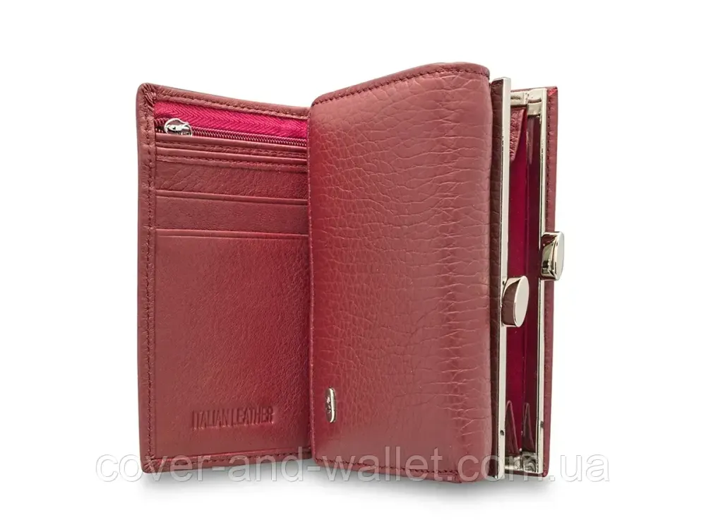 Компактний жіночий гаманець бордового кольору із натуральної шкіри ST 617-1 Київ - фото 4
