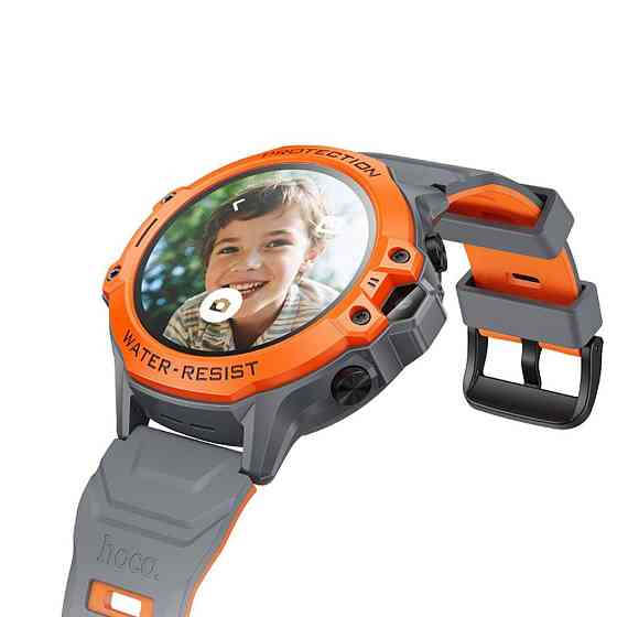 Детские смарт-часы HOCO Y107 4G 32mm. 700 mAh. IP54. children phone watch orange Одесса