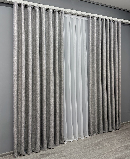 Комплект готових штор VR-Textil Льон ALORA-TON № 1875ш Світло-сірий 100х250см 2 шт (39-951) Київ - фото 3