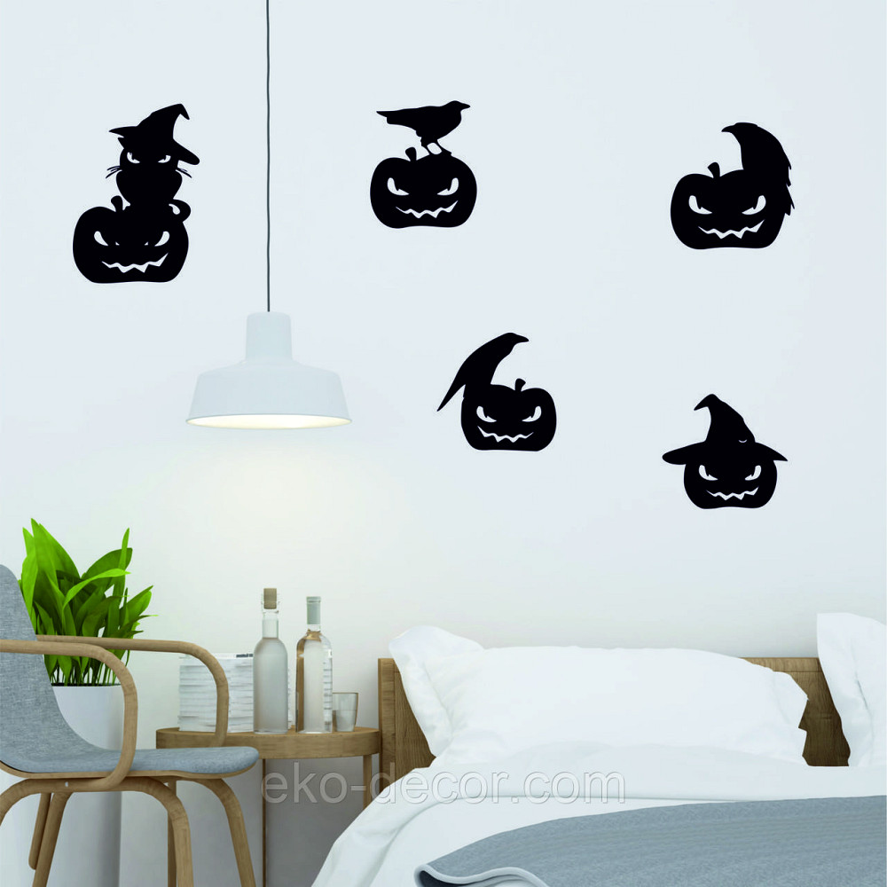 Декоративне настінне Панно «Хеллоуїн — гарбуз і ворон», Декор на стіну 70*68 см Київ - фото 8