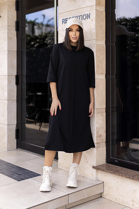 Трикотажна сукня вільного крою "Berry" | Норма і батал Чорний, 54-56 Київ - фото 1