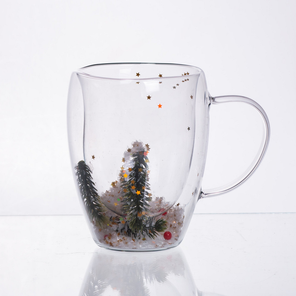 Yiwu Чашка скляна з подвійними стінками і новорічним декором 350 мл 64486-40 Коломыя - изображение 1