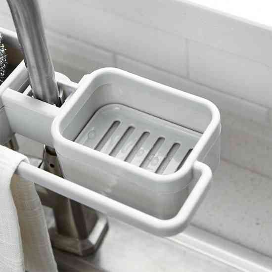 Подвесной держатель для губок и мыла с креплением за смеситель на кухню и душ Винница