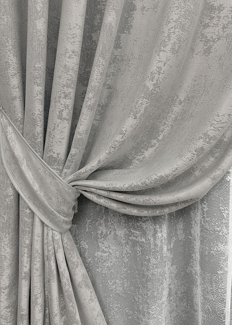 Комплект штор VR-Textil Жакард Мармур 150х270 2шт і Тюль 600х270 1124ш-1400т Світло-сірий з білим 71-058/5 Київ - фото 4