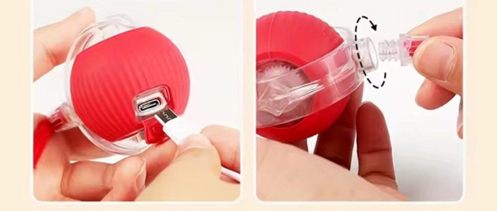 М'ячик інтерактивний з хвостиком USB для котів та собак 7 на 6 см зелений Київ - фото 4