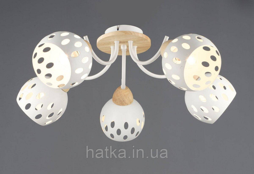 Люстра VALESO B N6655/5 Білий + Дерево Київ - фото 1