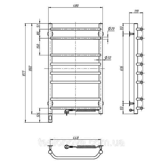 Полотенцесушитель Блюз 480х800 Sensor правый с таймером Черновцы