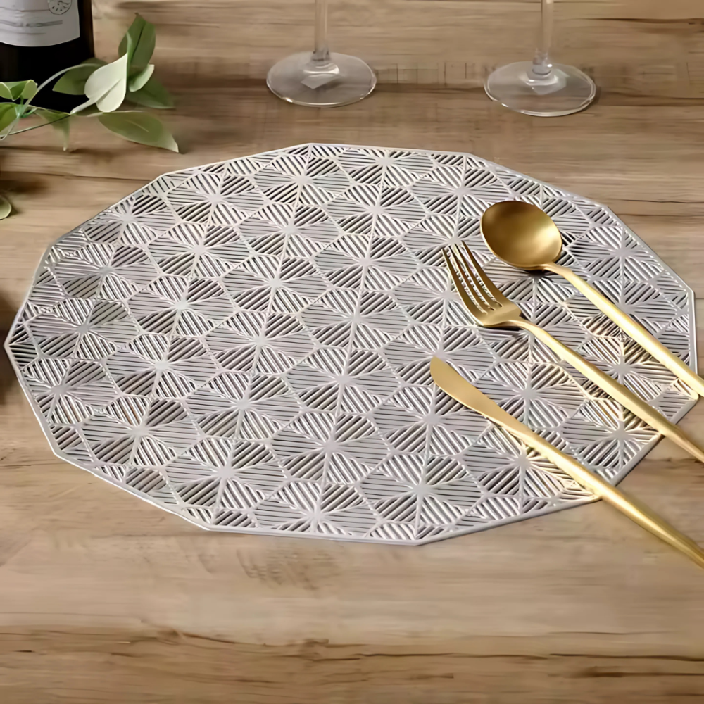 Сервировочная салфетка под горячее круглая 38х38 см, коврик сервировочный серебристый набор 2 шт Каменец-Подольский - изображение 2