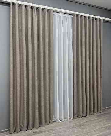 Комплект готовых штор VR-Textil ALORA-TON № 1877ш Серо-коричневый 200х270 см 2 шт (32-170) Киев