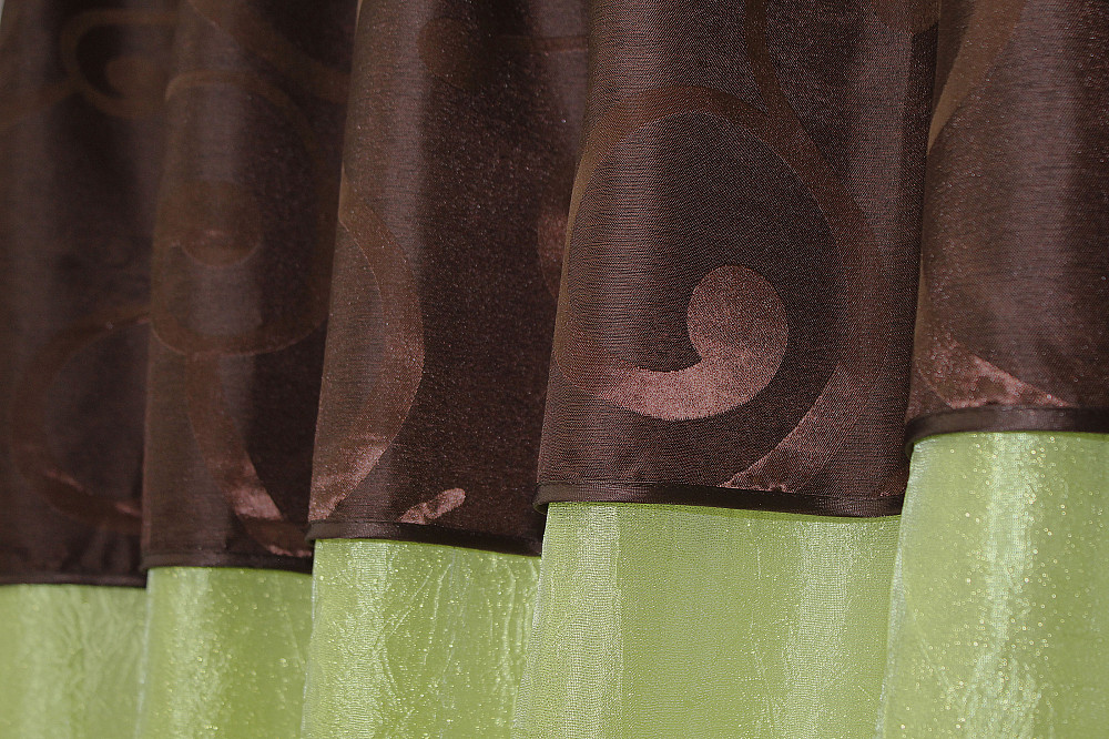 Кухонні штори VR-Textil № 073к з ламбрекеном і підхватами салатовий з коричневим 270х170 см ( 52-0073) Київ - фото 4