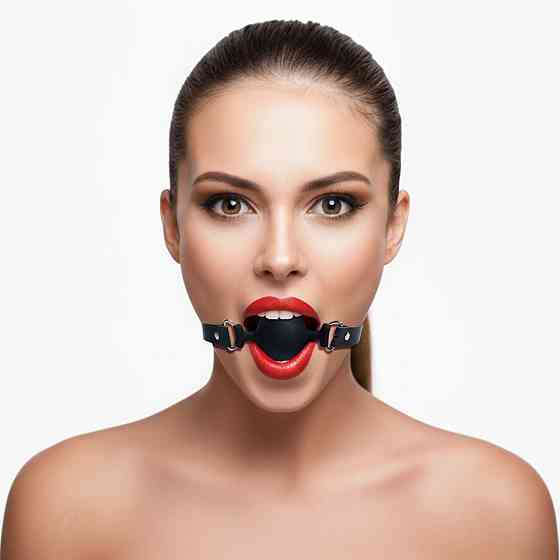 Кляп силиконовый с фаллоимитатором Art of Sex - Phallus, экокожа, черный Sex Aura Киев