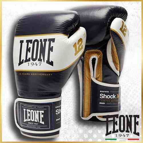 Боксерские перчатки Leone Shock X Blue натуральная кожа для бокса и тренировок 10 унций Киев