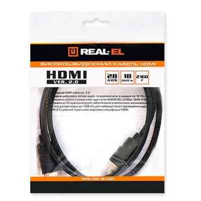 Кабель мультимедійний HDMI M to HDMI M 4.0m black REAL-EL (EL123500019) Вінниця