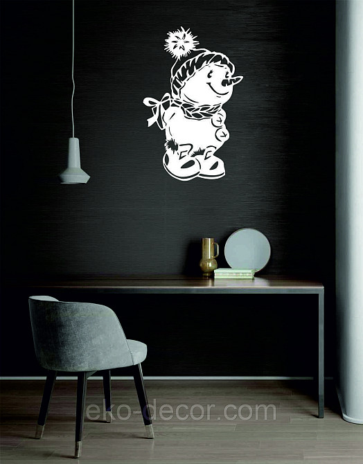 Декоративное настенное Панно «Снеговик», Декор на стену 50*32 см, Белый Киев - изображение 3