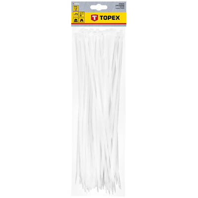 Стяжка Topex белая, 4.8х370 мм, пластик, 75 шт. (44E981) Винница - изображение 1