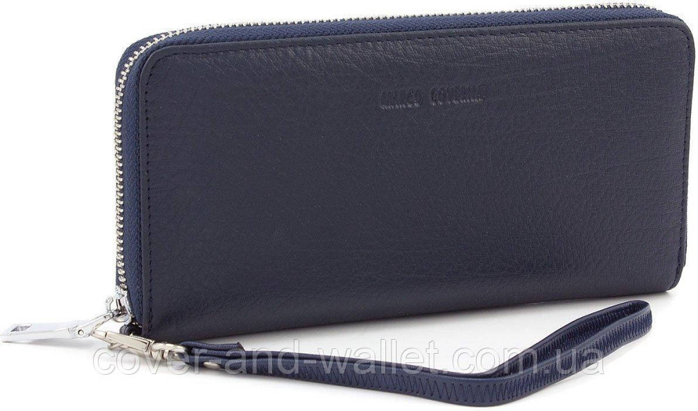 Синій шкіряний гаманець клатч на блискавці Marco Coverna MC 7003 Київ - фото 1