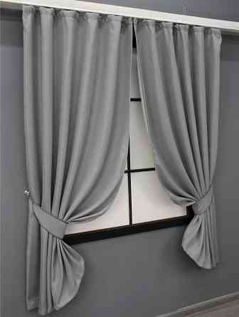 Комплект коротких штор VR-Textil Льон-блекаут № 1397ш Сірий 130х170см 2 шт (35-0166) Київ