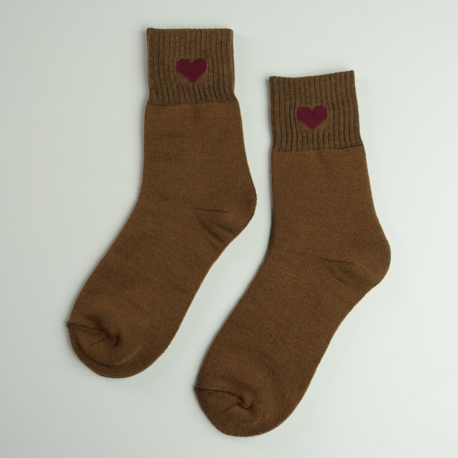 Теплые носки женские классические из сердечком однотонные GM Textile Высокие 36-41 Коричневый Сумы - изображение 3