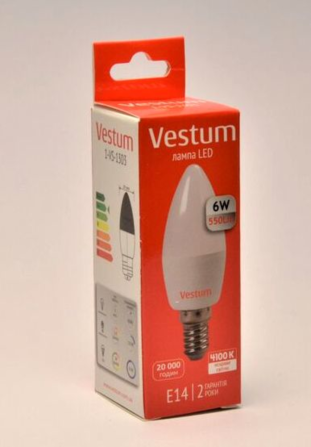 Лампочка свечка E14 6W 4100K Vestum Киев - photo 6