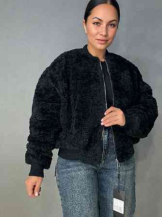 Шуба женская Lady Yep 10016 мех тедди бомбер короткая оверсайз черная, черный, 42 Киев