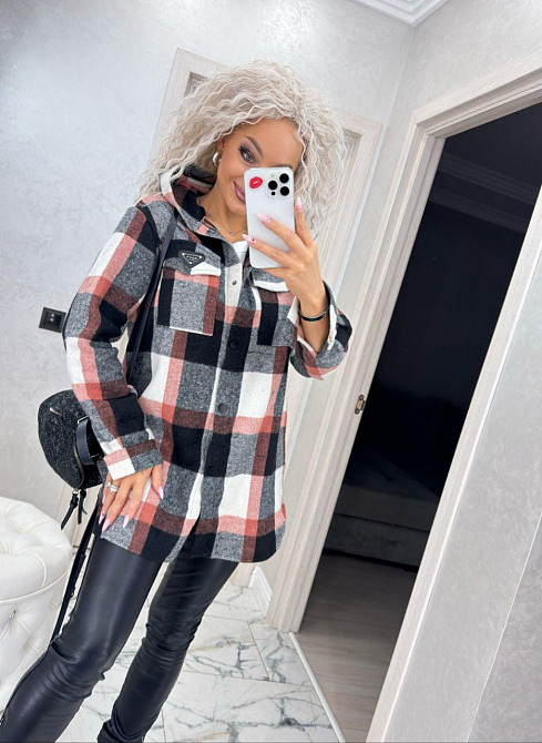 Женская рубашка в клетку оверсайз с капюшоном. 42-60р Киев - изображение 9