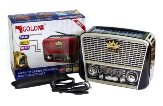 Радіоприймач Golon RX-456 Solar акумуляторний із сонячною панеллю (USB, SD, PowerBank, ліхтар, ретро) Одеса