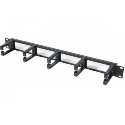 Кабельный организатор Hypernet 19" 1U 5 пластиковых колец, сквозное отверстие, металл (CM-5HP) Винница - изображение 1