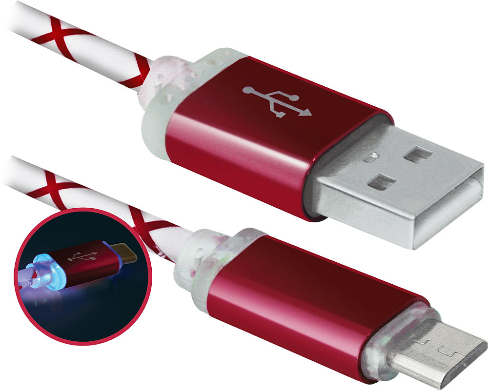 Кабель USB 2.0 AM-micro BM, 1.0 м, червоний, 08-03LT Defender Вінниця - фото 1