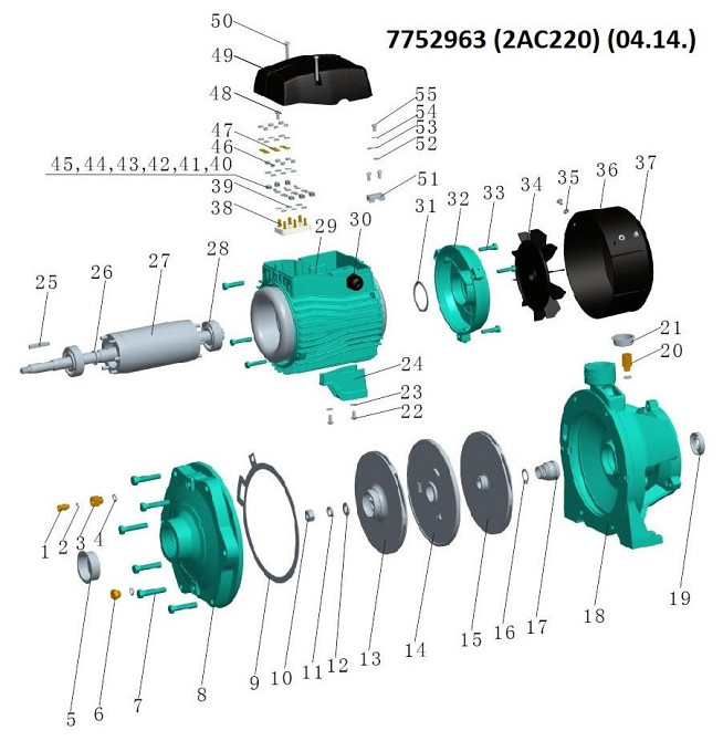 Насос відцентровий багатоступеневий 400 В 2.2 кВт Hmax 65 м Qmax 180 л/хв LEO 3.0 2AC220 (7752963) Київ - фото 4