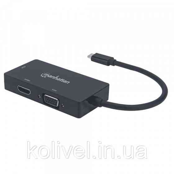 Док-станція USB3.1 Type-C --> HDMI/DVI-I/VGA Black Manhattan (152983) Київ