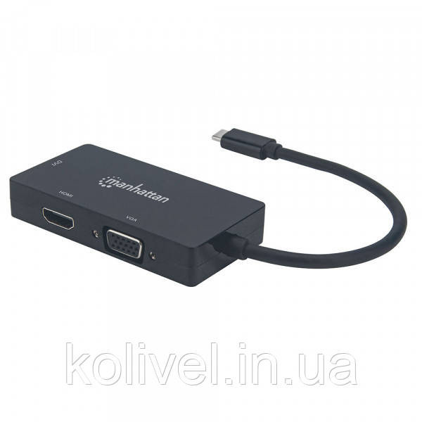 Док-станція USB3.1 Type-C --> HDMI/DVI-I/VGA Black Manhattan (152983) Київ - фото 2