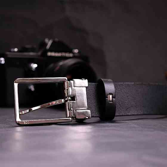 Практичный брючный ремень для мужчин из натуральной кожи GRANDE PELLE 11677 Черный Киев