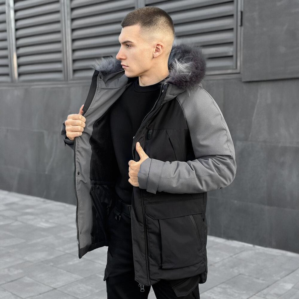 Парка чоловіча зимова з капюшоном Pobedov Seniora Udacha Gray Київ - фото 8