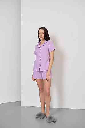 Мусліновий комплект жіночий шорти і сорочка Лавандовий XL Харків