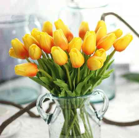 Штучні тюльпани 5 штук 34 см помаранчевий Київ