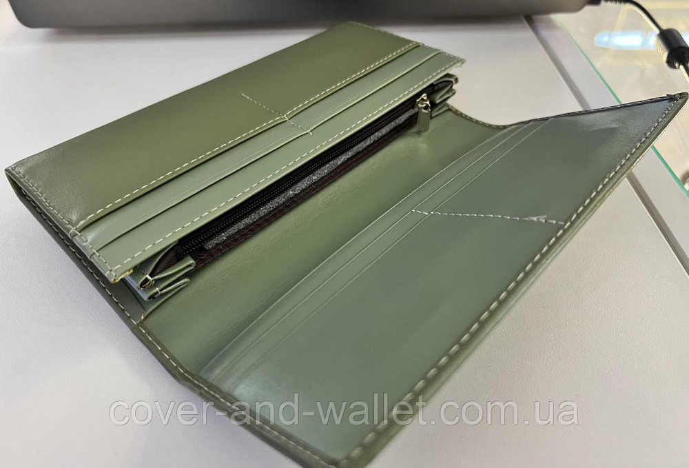 Женский классический кошелек зеленого цвета на магнитной застежке TAILIAN T8603 Киев - изображение 8