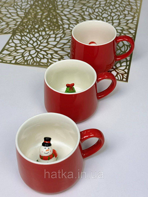 Кухоль керамічний новорічний Olens "Сюрприз-сніговик" 350 мл 102-1022 Київ - фото 1