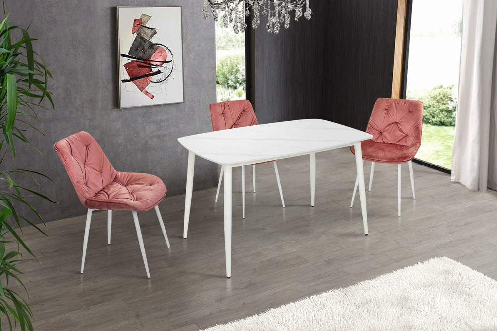 Стіл КИПАРИС 120*80, білий/ білий мармур Київ - фото 3