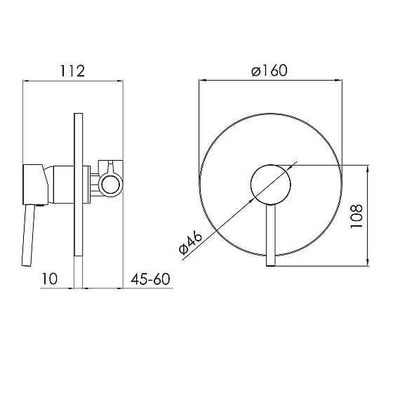 Змішувач прихованого монтажу VOLLE CRUZE pistola gris для душу графіт Київ