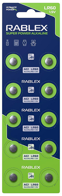 Батарейки-таблетки Rablex LR60, AG1, New Design Дніпро - фото 1