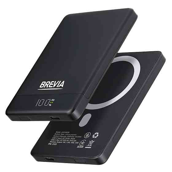 Повербанк (Power Bank) Brevia ePower 5000mAh MagSafe SuperSlim PD20W, Qі15W LCD чорний Львів