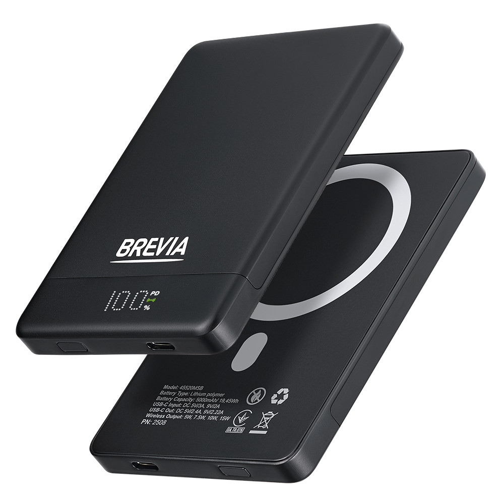Повербанк (Power Bank) Brevia ePower 5000mAh MagSafe SuperSlim PD20W, Qі15W LCD чорний Львів - фото 3