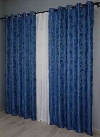 Комплект штор на люверсах VR-Textil Жакард Sultan XO № 1149ш Синій 150х250 см 2 шт (37-0091) Київ