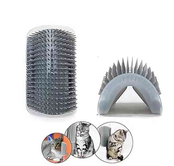 Щетка для шерсти кошек с креплением и мятой 130 мм на 85 мм серый Киев