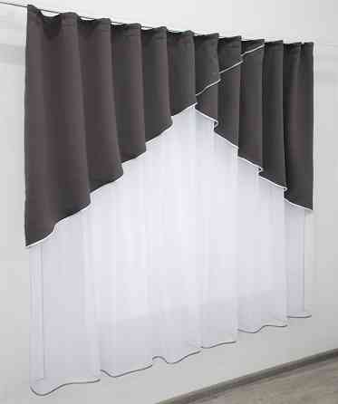 Кухонная гардина VR-Textil № 00к арка белый с темным какао 290х170 см (59-816) Киев