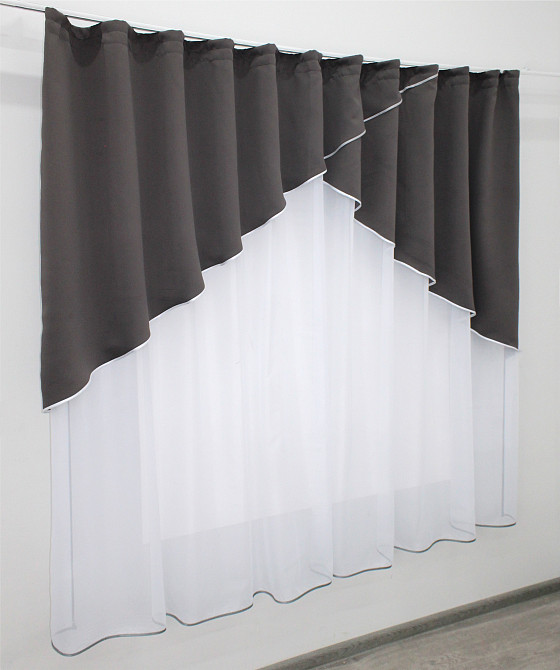 Кухонная гардина VR-Textil № 00к арка белый с темным какао 290х170 см (59-816) Киев - изображение 2