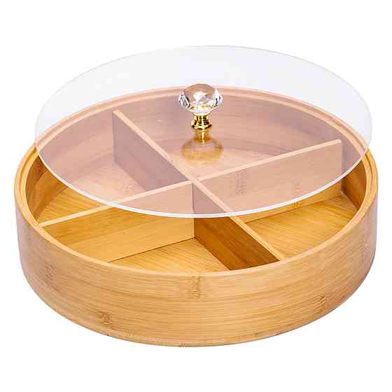 Yiwu Менужниця дерев'яна на 4 секції з кришкою для закусок Ø25 (см) кругла HB-40-3 Киев