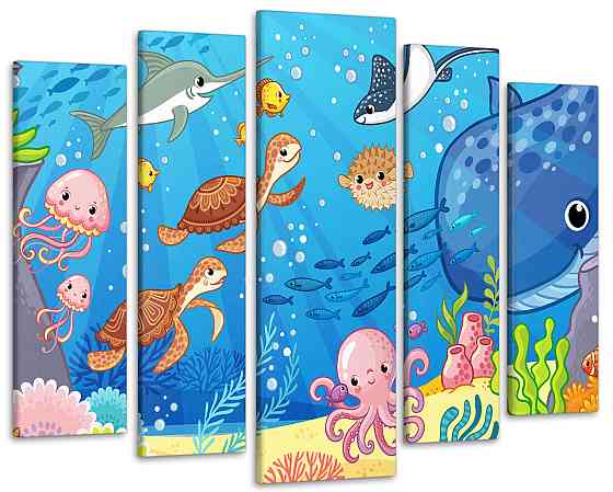 Модульна картина в дитячу Морські Жителі Art-369_5 ( 80х118см ) Київ